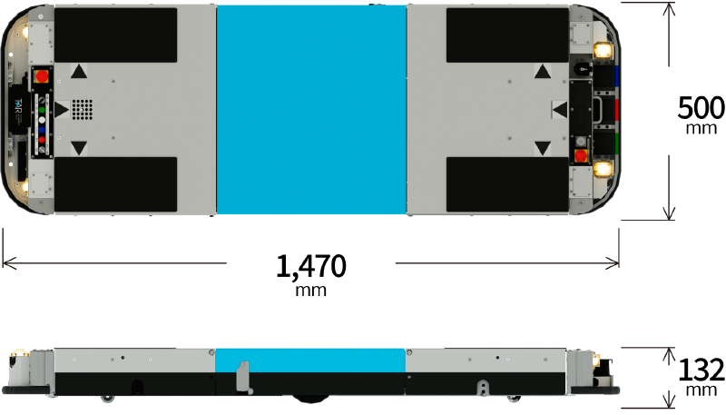 自律走行搬送ロボット、低床型AGV・AMR 外形寸法